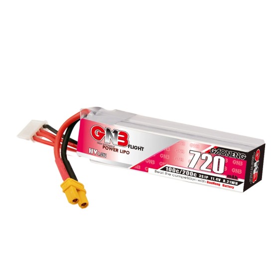 GAONENG GNB 3S 11.4V HV 720MAH 100C XT30 LiPo Battery FPV Drone Long Type LiHV High Voltage